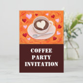 Invitation Coupe et coeurs de café (Debout devant)