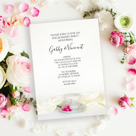Invitation Coupe Florale de thé Roses roses Mariages