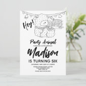 Invitation Coupe Llama Anniversaire de enfant Party Noir Blan (Debout devant)