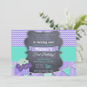 Invitation Coupe-Noisette de cupcake 1er anniversaire (Debout devant)