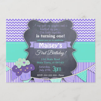 Invitation Coupe-Noisette de cupcake 1er anniversaire