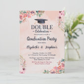 Invitation Coupe rose Celebration Graduation Party 2 photos (Debout devant)