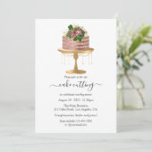 Invitation Coupe Rose tendance Gold et Gold Floral Cake (Debout devant)