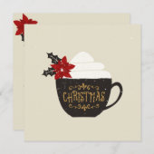 Invitation Coupe rouge de café Vintage de Noël (Devant / Derrière)