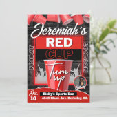 Invitation Coupe Rouge Monter Grunge Style Anniversaire Photo (Debout devant)