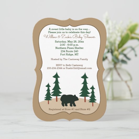 Invitation Coupe Rustique De Pin D'Ours (Debout devant)