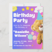 Invitation Coupe Teddy Bear Enfants Star Anniversaire cadeaux (Devant)