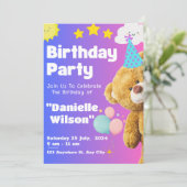 Invitation Coupe Teddy Bear Enfants Star Anniversaire cadeaux (Debout devant)