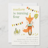 Invitation Coupe Woodland Fun Party Fox Anniversaire de enfan (Devant)