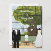 Invitation Couple Amoureux Arbre Maison Cosy Vue Mariage (Devant)