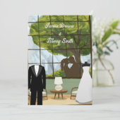 Invitation Couple Amoureux Arbre Maison Cosy Vue Mariage (Debout devant)