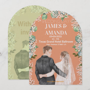 Invitation Couple aquarelle chic pour mariage économique