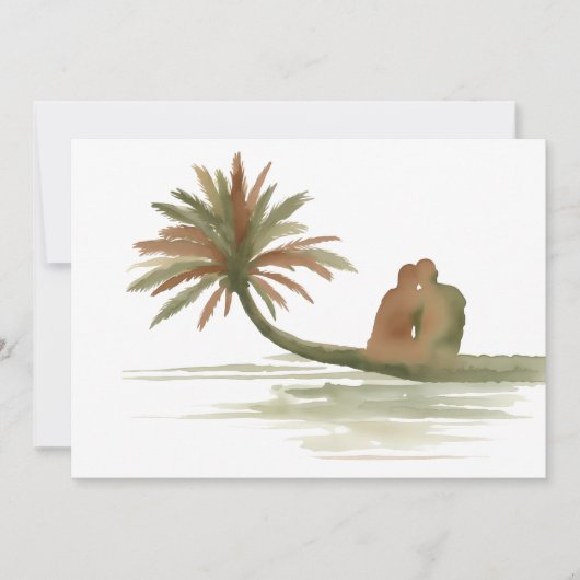 Invitation Couple assis sur un palmier (Devant)