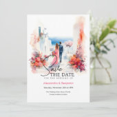 Invitation Couple au Mariage | Thème grec | Enregistrer La Da (Debout devant)