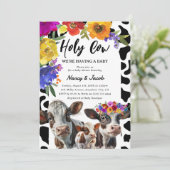 Invitation Couple Baby shower floral mignon (Debout devant)