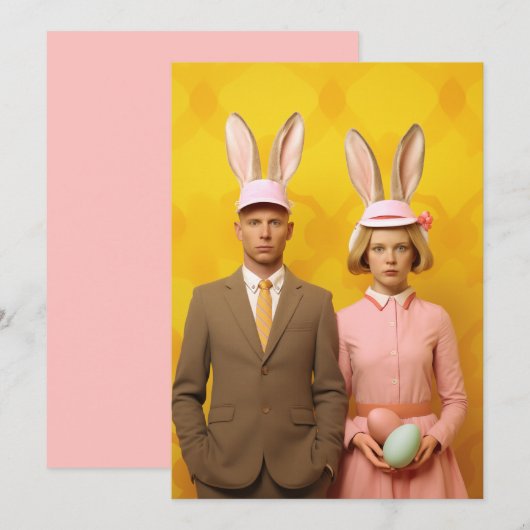 Invitation Couple Bunny de Pâques (Devant / Derrière)