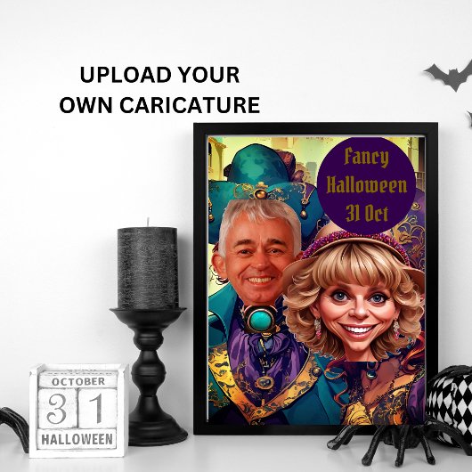 Invitation Couple caricature violet fantaisie à Venise