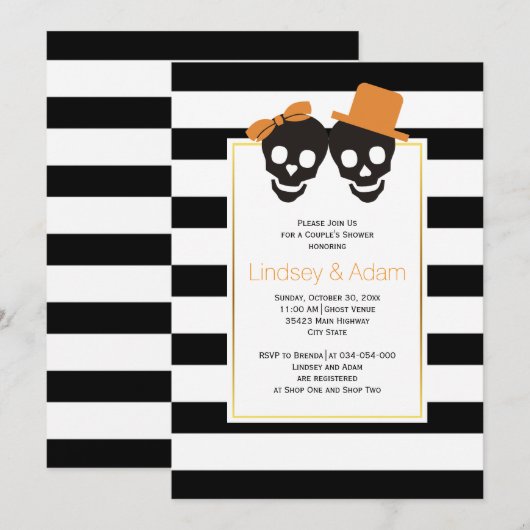 Invitation couple crâne Halloween mariage couples douche (Devant / Derrière)