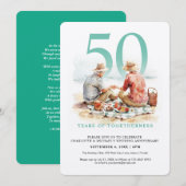 Invitation Couple d'aquarelle en amour Anniversaire Mariage (Devant / Derrière)