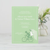 Invitation Couple de bicyclette vert CUT (Debout devant)