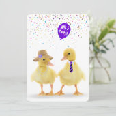 Invitation Couple de canard avec ballon de fête (Debout devant)