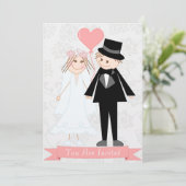 Invitation Couple de caricatures mignons et élégants (Debout devant)