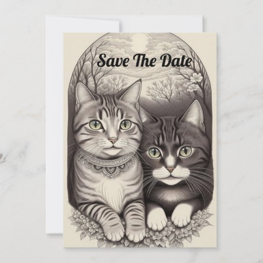 Invitation Couple de chat mignon  (Devant)