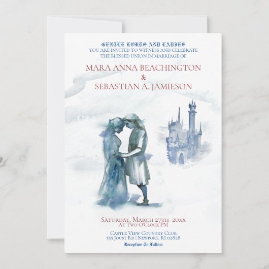 Invitation *~* Couple de Château Médiéval en Mariage d'Amour (Devant)