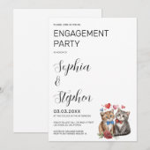 Invitation Couple de chats amoureux fiançailles (Devant / Derrière)
