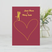 Invitation Couple de coeur en amour Mariage doré (Debout devant)