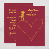 Invitation Couple de coeur en amour Mariage doré (Devant / Derrière)