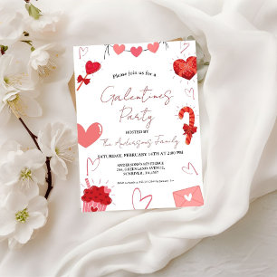 Invitation Couple de Coeur Rose et Rouge Saint Valentin