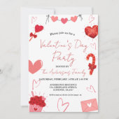 Invitation Couple de Coeur Rose et Rouge Saint Valentin (Devant)