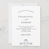 Invitation Couple de cygne amoureux mariage blanc (Devant)