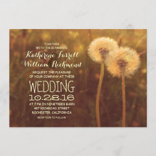 Invitation couple de dandelion romantique mariage rustique in