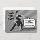 Invitation Couple de danse noir et blanc enregistrer la date (Devant / Derrière)