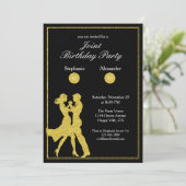 Invitation Couple de danseurs adultes dorés Fête d'anniversai (Debout devant)
