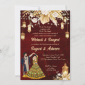 Invitation Couple de danseurs indiens marron Mehndi Sangeet  (Devant)