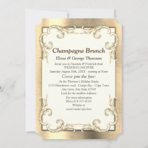 Invitation Couple de douche en feuille d'or-argent-laiton