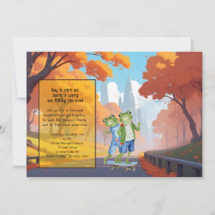 Invitation Couple de grenouilles sur skateboard