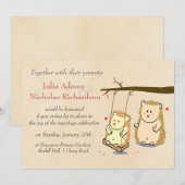 Invitation Couple de hérissons mignons sur une balançoire d'a (Devant / Derrière)