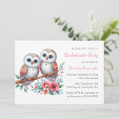 Invitation Couple de hiboux boho Fête de Bachelorette rustiqu (Debout devant)