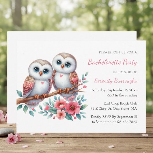 Invitation Couple de hiboux boho Fête de Bachelorette rustiqu