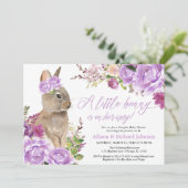 Invitation Couple de lapin de Pâques en violet baby shower (Debout devant)