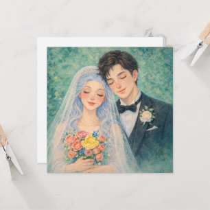 Invitation Couple de mariage romantique Illustration aquarell