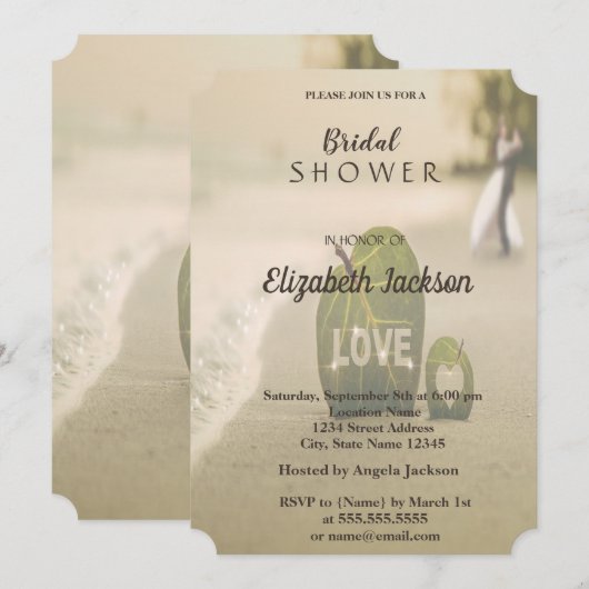 Invitation Couple de mariage sur la plage, Amour Réception d (Devant / Derrière)
