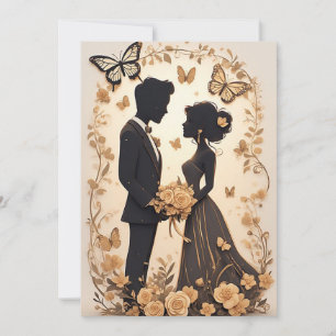 Invitation Couple de mariés romantiques en robe élégante