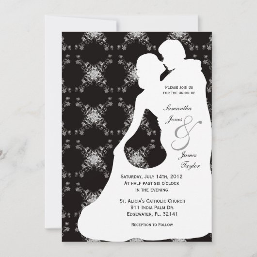 Invitation Couple de Silouhette, Mariage blanc (Devant)