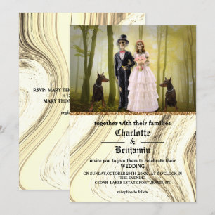Invitation Couple de squelettes de Halloween Mariage gothique