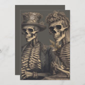 Invitation Couple de squelettes heureux  (Devant / Derrière)